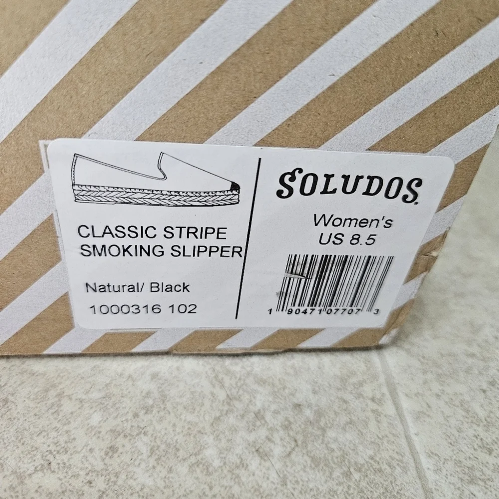 NWT Soludos Classic stripe smoking slipper size 8 1/2